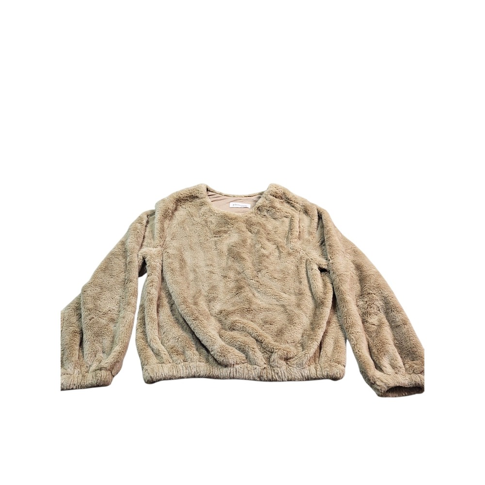 Philosophy Fuzzy‎ Pullover Sweater Soft Plush Cozy Comfy Neutral Top Size M